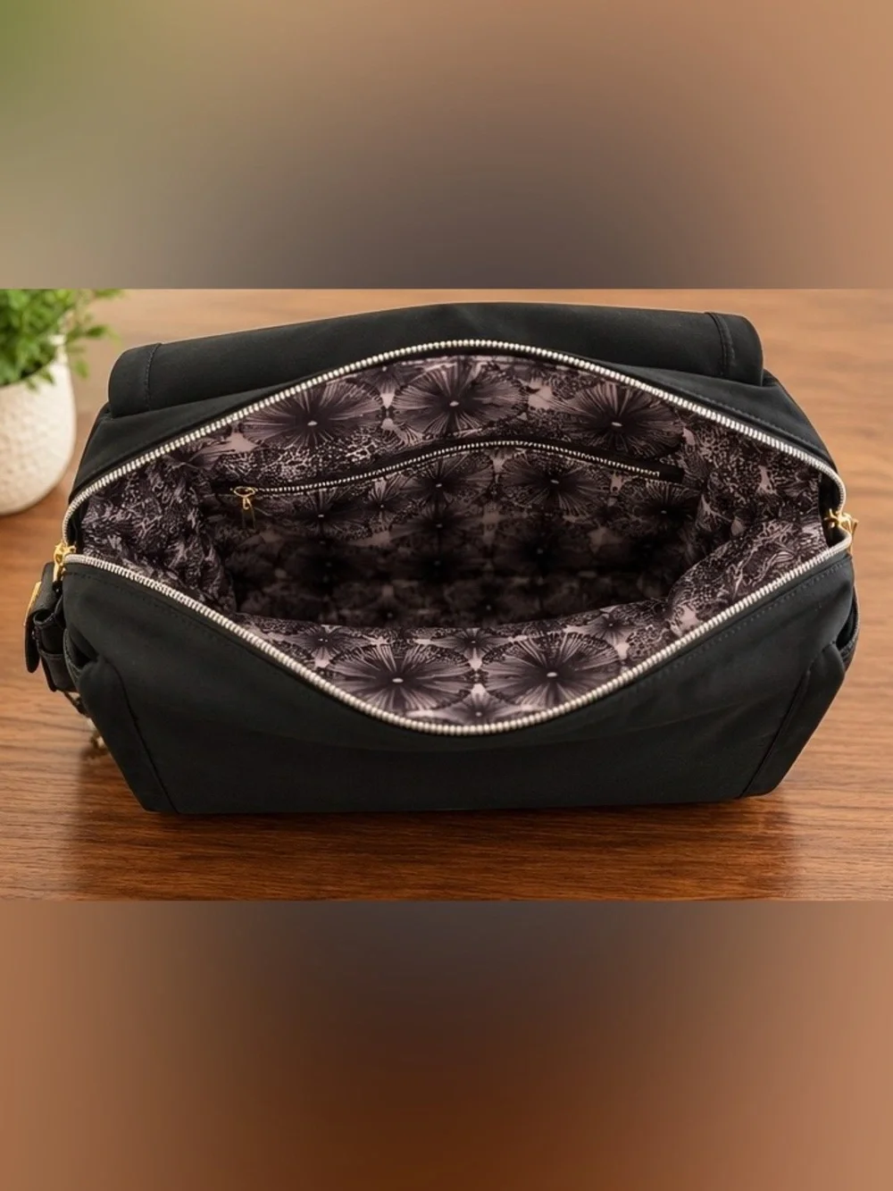 Petunia Pickle Bottom Black Leatherette Diaper Bag